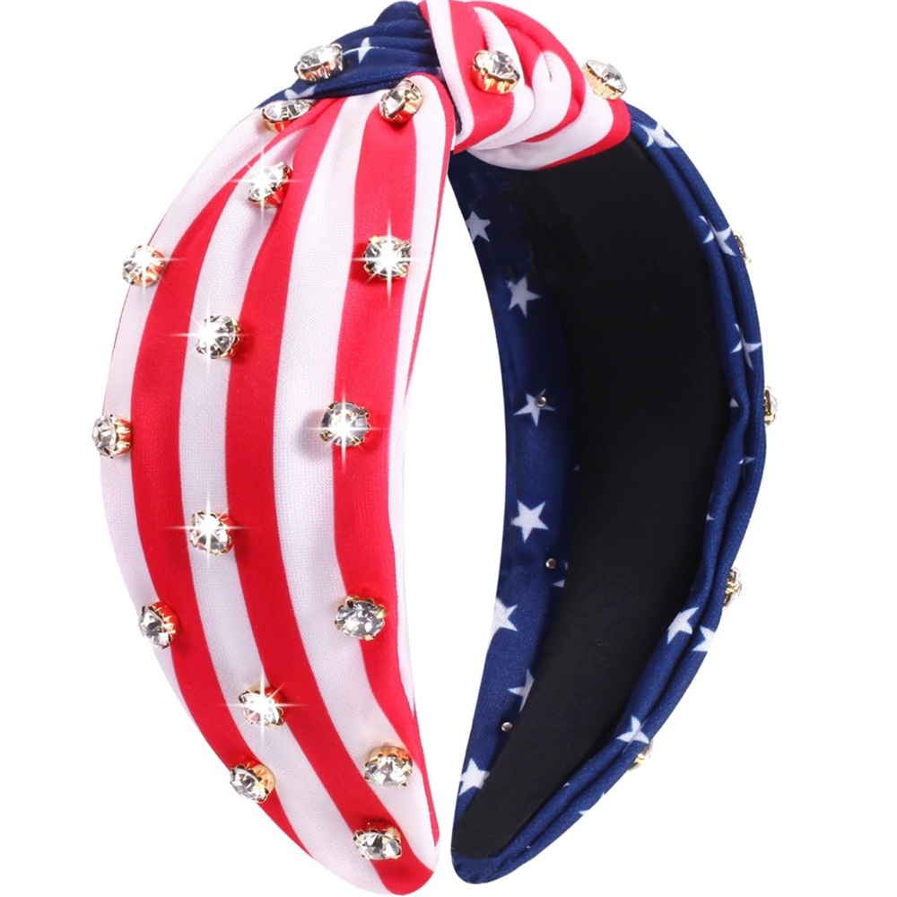 NWT Red White‎ & Blue Star-Studded Knotted Headband